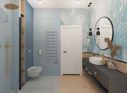Błękitna łazienka w stylu klasycznym