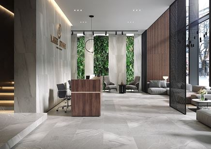 Recepcja w szarym kamieniu z kolekcji Opoczno Lake Stone