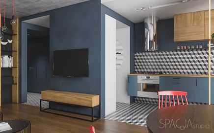 Salon w granacie i drewnie