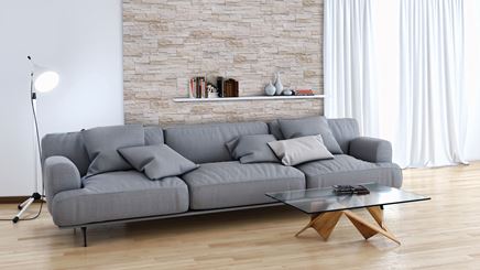 Salon z kamienną ścianą Stone Master Odessa