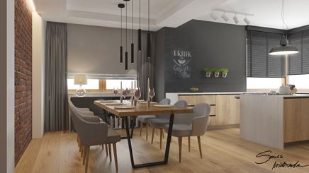 Jadalnia w nowoczesnej, otwartej kuchni