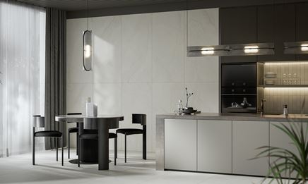 Jasna kuchnia z jadalnią w nowoczesnej wersji
