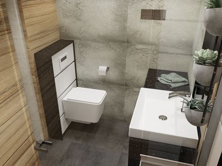 Kamień i drewno - skandynawska łazienka