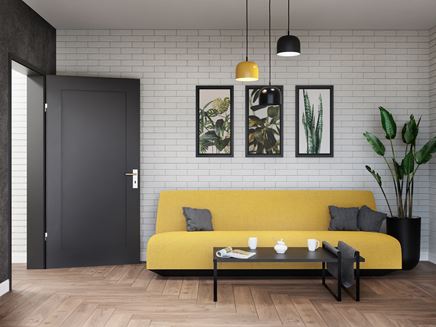 Cegiełka i drewno w nowoczesnym salonie