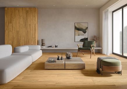Ceramika Gres Simple Beige w wykończeniu dużego salonu