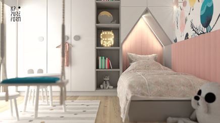 Pokój dziewczynki z tapicerowanymi panelami