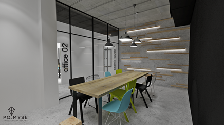 Sala konferencyjna w biurze w stylu industrialnym