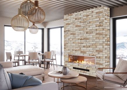 Salon z klinkierową ścianą Cerrad Piatto