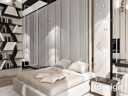 Nowoczesna sypialnia z tapicerowaną ścianą
