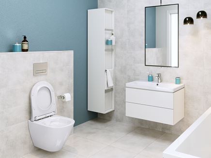 Szaro-niebieska łazienka z wyposażeniem Cersanit City