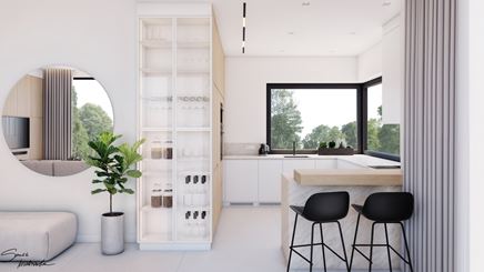 Biała kuchnia z oknem