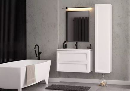 Industrialna łazienka z białymi meblami Oristo Beryl