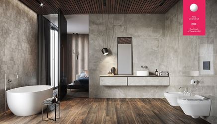 Aranżacja łazienki z betonem i drewnem