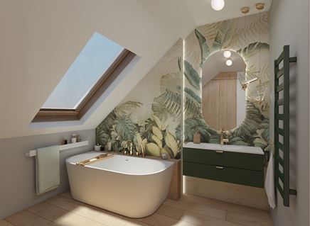 Łazienka w stylu SPA z egzotycznym motywem