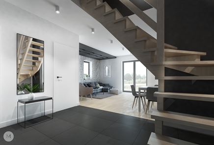 Strefa dzienna parterowego domu - przedpokój