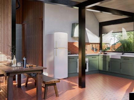 Retro kuchnia z klinkierowymi cegiełkami