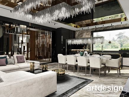 Ekskluzywna strefa dzienna z kamienną posadzką