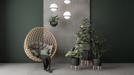 Zielony salon z płytą wielkoformatową
