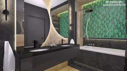 Aranżacja łazienki z zieloną mozaiką