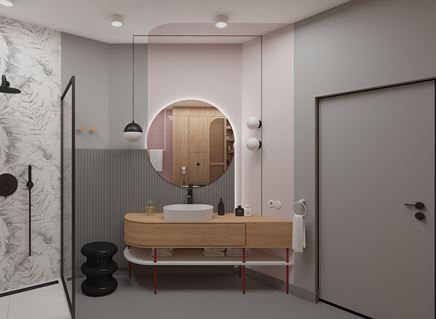 Łazienka w różu i szarości