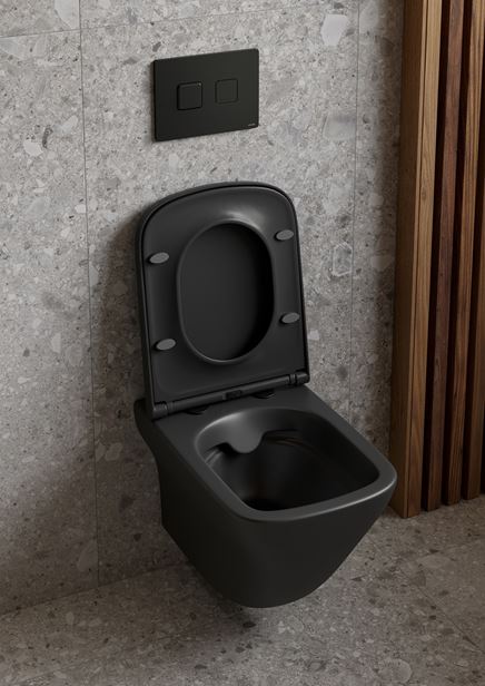 Antracytowa miska WC z kolekcji Cersanit Larga