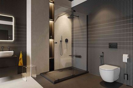 Mozaikowa łazienka z kabiną walk-in