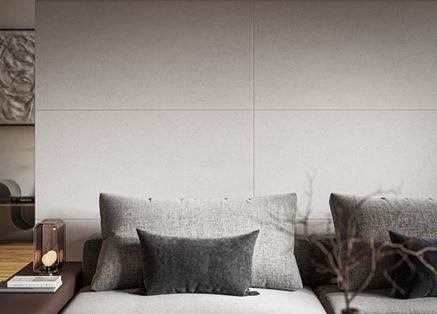 Detal prostokątnej płytki w wykończeniu ściany w salonie