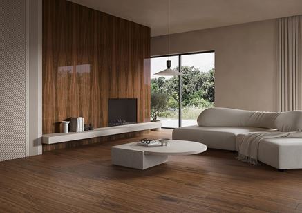 Polerowane i matowe drewno w salonie z jasnym wypoczynkiem