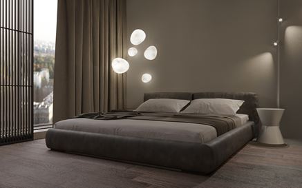 Sypialnia minimalistyczna w kolorze taupe