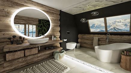 Łazienka w drewnianych balach