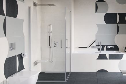 Nowoczesna łazienka z geometrycznym wzorem