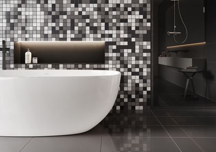 Łazienka z czarno-białą mozaiką Cerrad Cambia
