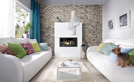 Salon z kamienną ścianą Stone Master Loft Brick Sahara