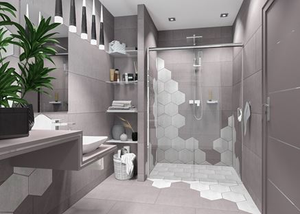 Geometryczna szarość - łazienka w nowoczesnym wydaniu
