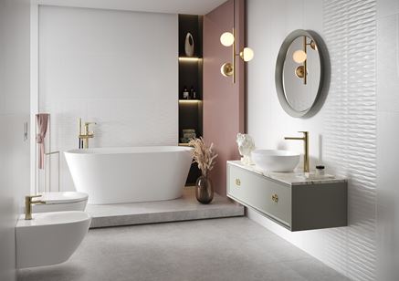 Elegancka łazienka w stonowanych kolorach Opoczno Parmina