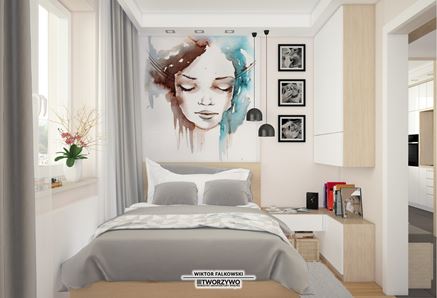 Kobieca sypialnia z dużym obrazem