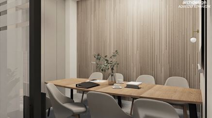 Biuro w stylu nowoczesnym z fornirem 