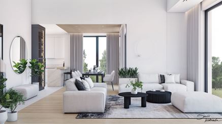 Nowoczesny salon z dużym oknem