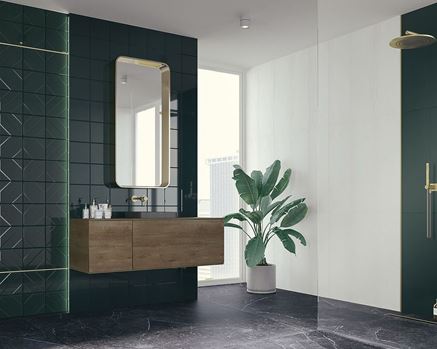 Zielona łazienka w stylu glamour
