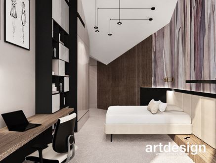 Pokój młodzieżowy z tapetą i fornirem