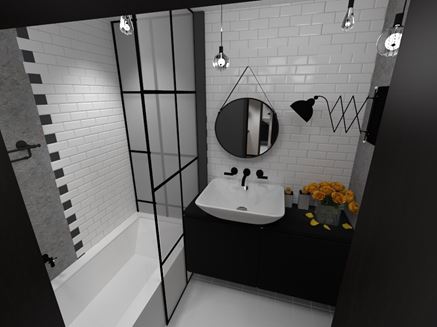 Biało-czarna łazienka w stylu vintage