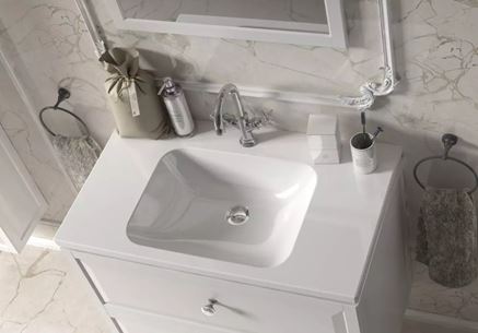 Umywalka meblowa z białą szafką Oristo Montebianco