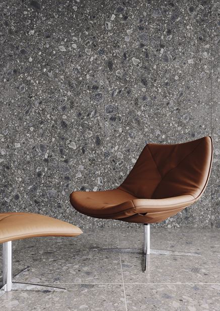 Ściana i podłoga w szarych płytach Cerrad Ceppo Nuovo