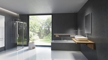 Minimalistyczna łazienka w szarej kolorystyce