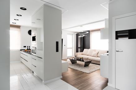 Biało-czarne mieszkanie w stylu nowoczesnym