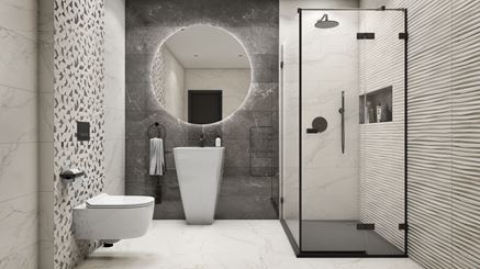 Nowoczesna łazienka w kolorach szarym i białym