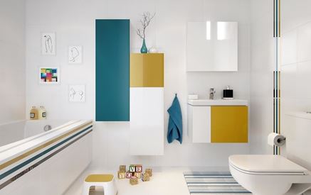 Kolorowa łazienka z geometrycznym designem