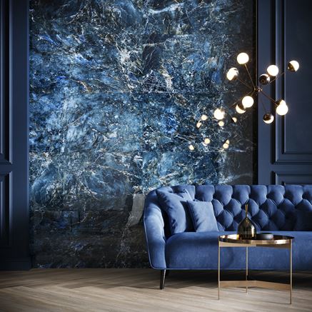 Lobby w stylu glamour z niebieskim kamieniem Opoczno Color Crush