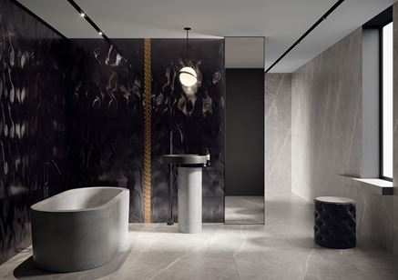 Szaro-czarna łazienka w stylu glamour