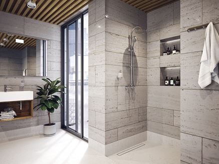 Aranżacja nowoczesnej łazienki z kamiennymi ścianami